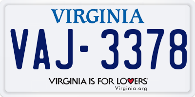VA license plate VAJ3378