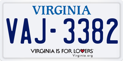 VA license plate VAJ3382