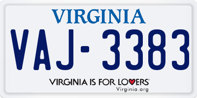 VA license plate VAJ3383