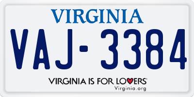 VA license plate VAJ3384