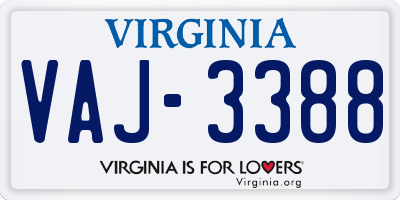 VA license plate VAJ3388