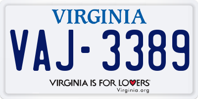 VA license plate VAJ3389