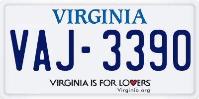 VA license plate VAJ3390