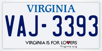 VA license plate VAJ3393