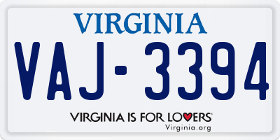 VA license plate VAJ3394