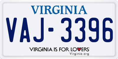VA license plate VAJ3396