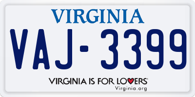 VA license plate VAJ3399