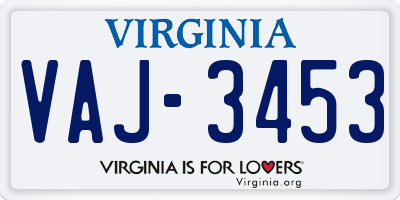VA license plate VAJ3453