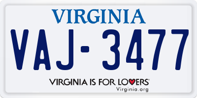 VA license plate VAJ3477