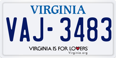 VA license plate VAJ3483
