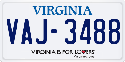 VA license plate VAJ3488
