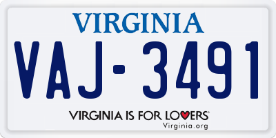 VA license plate VAJ3491