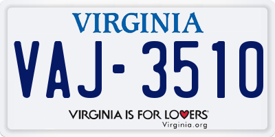 VA license plate VAJ3510