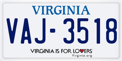VA license plate VAJ3518
