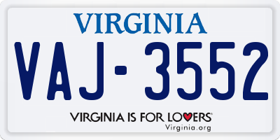 VA license plate VAJ3552