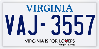 VA license plate VAJ3557