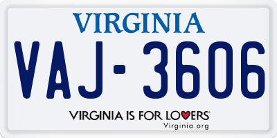 VA license plate VAJ3606