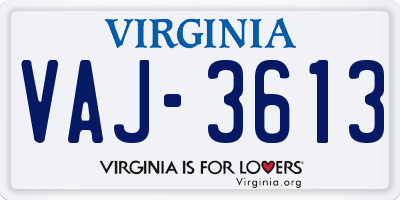 VA license plate VAJ3613