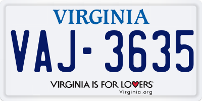 VA license plate VAJ3635