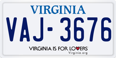 VA license plate VAJ3676