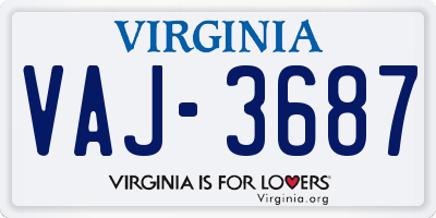 VA license plate VAJ3687