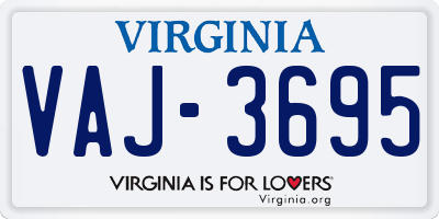 VA license plate VAJ3695