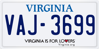 VA license plate VAJ3699