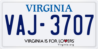 VA license plate VAJ3707