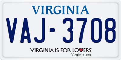 VA license plate VAJ3708