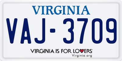 VA license plate VAJ3709