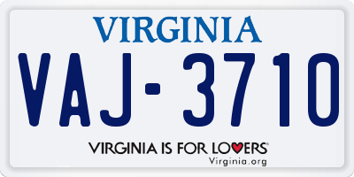 VA license plate VAJ3710