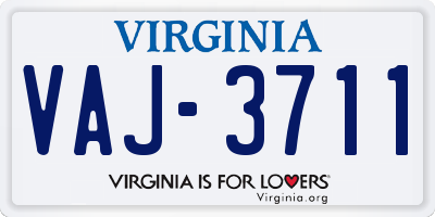 VA license plate VAJ3711