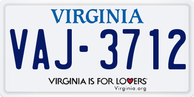 VA license plate VAJ3712