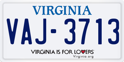 VA license plate VAJ3713