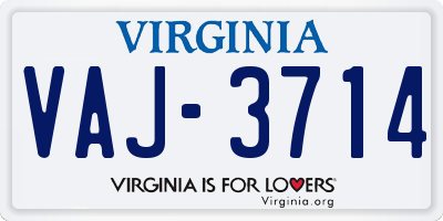 VA license plate VAJ3714