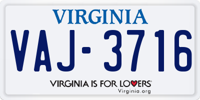 VA license plate VAJ3716