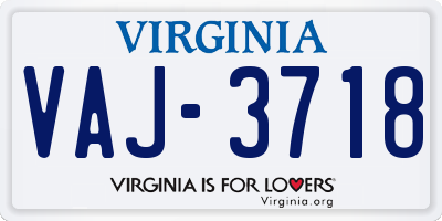 VA license plate VAJ3718