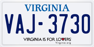 VA license plate VAJ3730