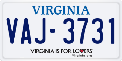 VA license plate VAJ3731