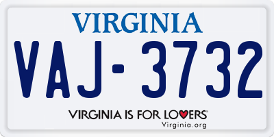 VA license plate VAJ3732