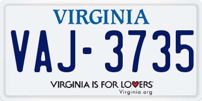 VA license plate VAJ3735