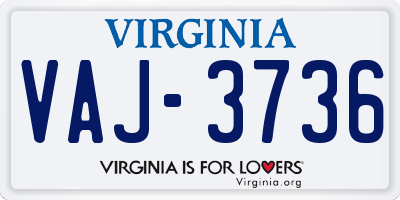 VA license plate VAJ3736