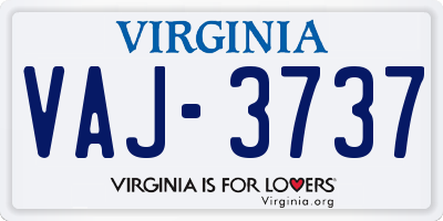 VA license plate VAJ3737