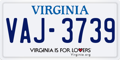 VA license plate VAJ3739