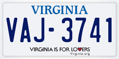 VA license plate VAJ3741