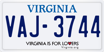 VA license plate VAJ3744
