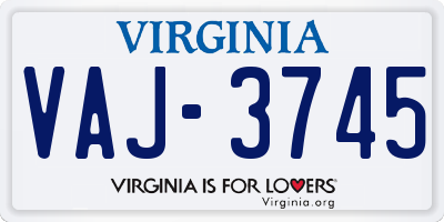 VA license plate VAJ3745
