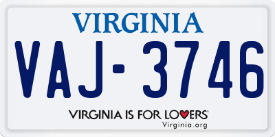 VA license plate VAJ3746