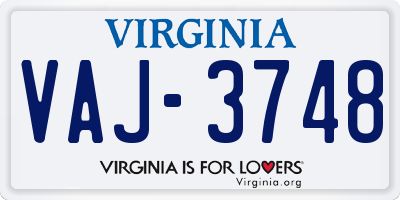 VA license plate VAJ3748