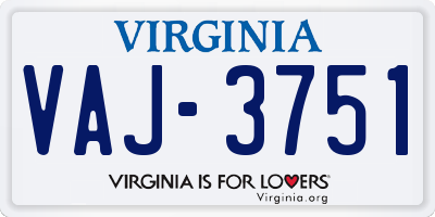 VA license plate VAJ3751